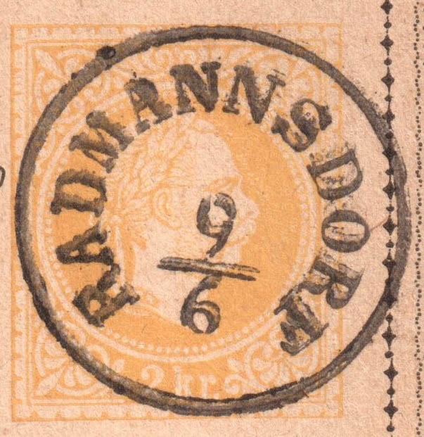 Poštni žig Radovljica, 1876 (arhiv Igor Pirc)