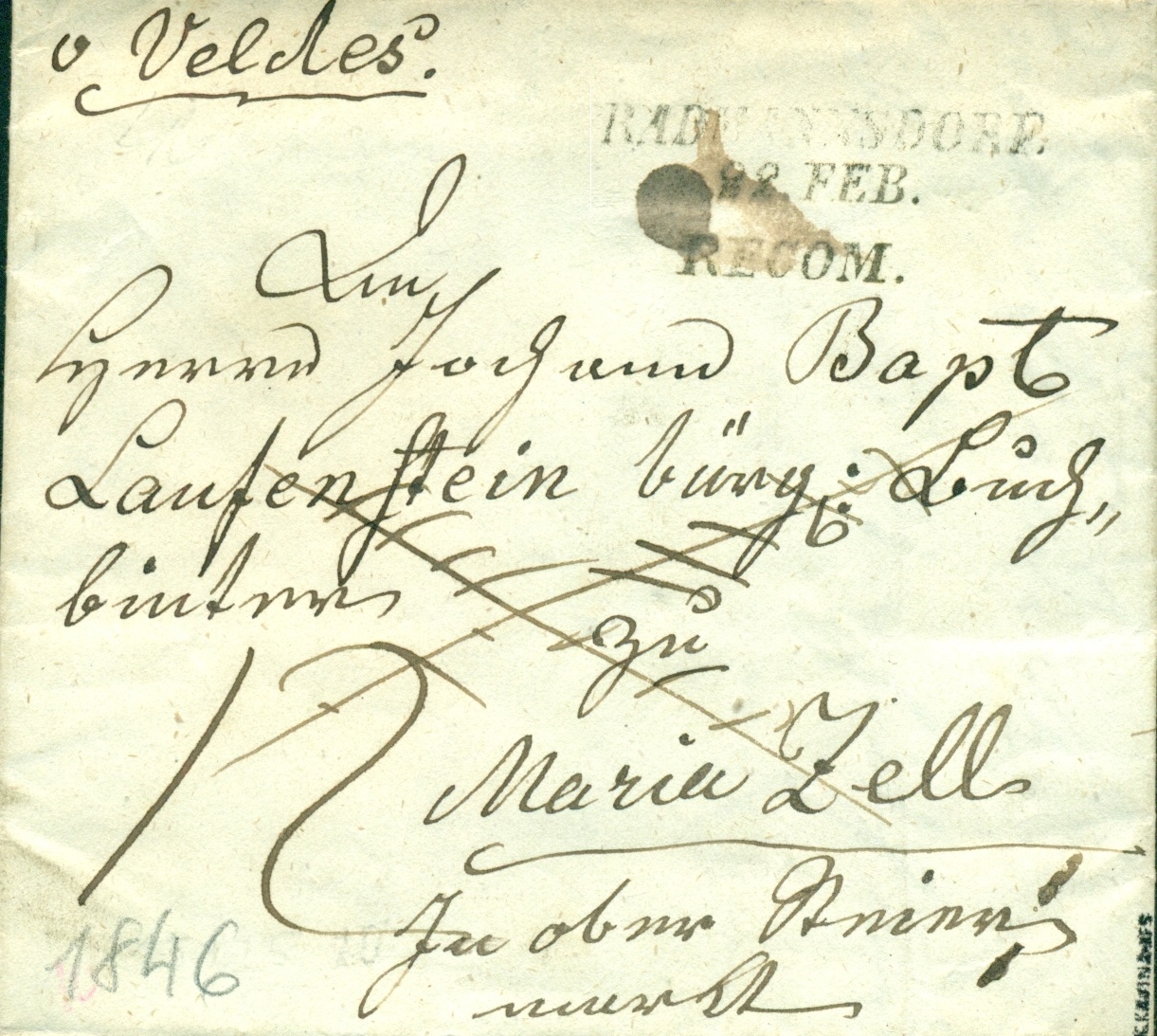 Poštni žig Radmannsdorf, 1846