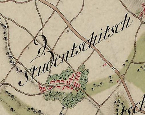 Studenčice na jožefinski vojaški karti, 1763-87